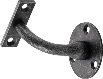 Image de Support de main courante rond fixation trois points, distance du mur 78 mm, passivé noir