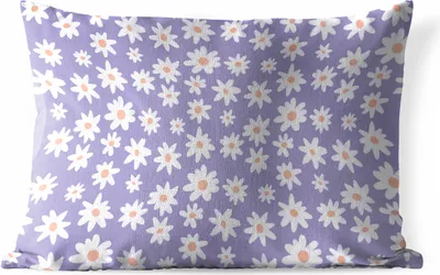 Produktbild von MuchoWow® Outdoor Kissen - Sommer - Blumen - Lila - 50x30 cm - Wetterfest - Lounge Kissen - Sofa kissen - Wohnzimmer Dekoration