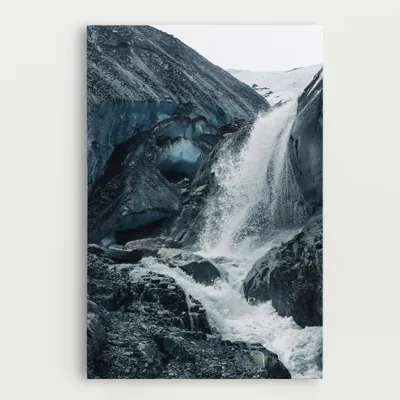 Produktbild von ARTHUB® Leinwandbild 50x70 cm, Blue Rocks Waterfall | Wohnzimmerdekoration, Hängende Bilder, Wanddekoration, Heimdekoration, Landschaften, Wasserfälle