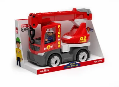 Immagine prodotto di Multigo Autogru: autogru su camion con personaggio giocattolo, veicolo dei pompieri +3 anni