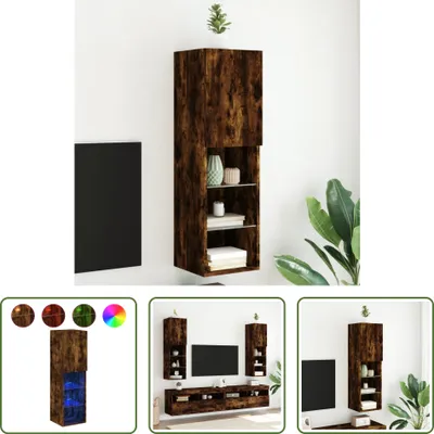 Produktbild von The Living Store TV-Schrank mit LED-Leuchten Räuchereiche 30,5x30x102 cm