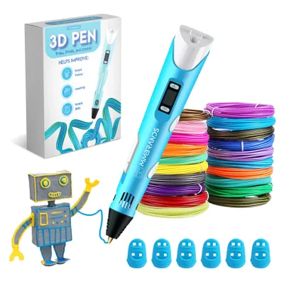 Produktbild von MM Brands 3D Pero pro děti, 10 barev s extra dlouhým nabíjecím kabelem pro ABS & PLA filament, modré