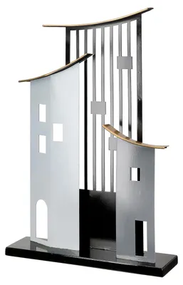 Image de Gilde Standrelief, Haus, "Metropolitan", Metall, grau, schwarz, VE 1, L. 8 cm, B. 31 cm, H. 47.5 cm 84308 4063387843086