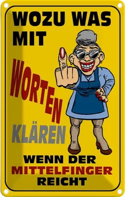 Produktbild von vianmo Blechschild 30x20 cm Wozu Wörter Mittelfinger reicht Spruch Zitat
