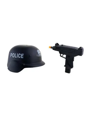 Produktbild von Militär-Set mit Helm und Maschinenpistole für Kinder grün