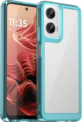 Produktbild von Schutzhülle für Motorola Moto G35 Klar Rückseite Stoßfeste TPU Silikon Bumper Hülle Hellblau