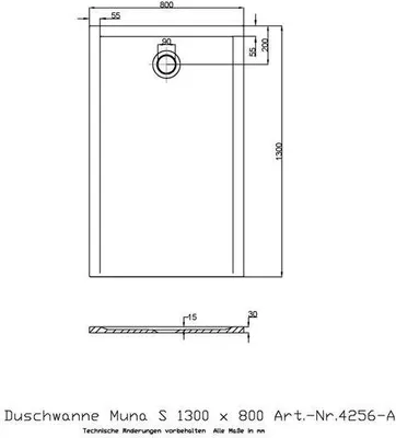 Produktbild von Duschwanne Muna S 1300x800x30mm wei 1300 x 800 x 30 mm wei