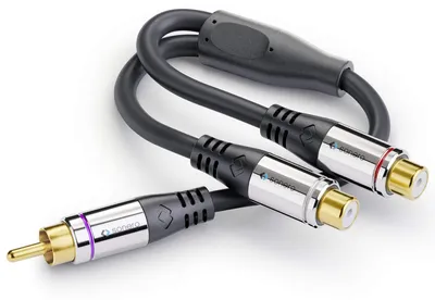 Image de Adaptateur audio SONERO 0,20 m, fiche RCA sur 2x RCA femelles