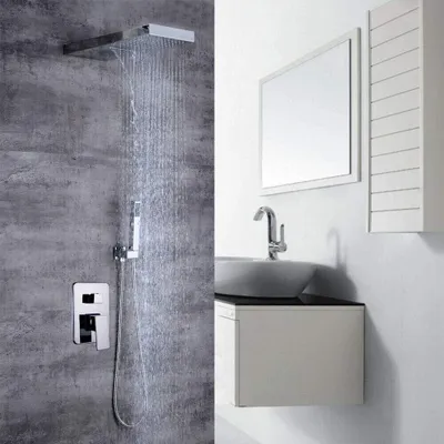 Obrázek produktu pro Sprchový systém s termostatem Sprchové armatury Sprchová souprava s dvěma funkcemi Koupelnová baterie Ruční sprcha Vodopádová sprchová baterie Nástěnná baterie