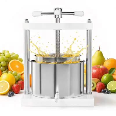 Produktbild von ACXIN 5L Edelstahl Frucht‑Gemüsepresse Tresterpresse Handpressgerät Obstpresse Saftpresse Weinpresse Beerenpresse Edelstahlkorb Manueller Entsafter Maischepresse