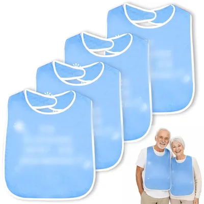 Immagine prodotto di 4 bavaglini impermeabili per adulti, riutilizzabili e lavabili