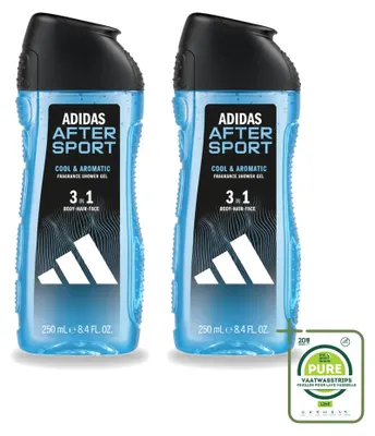 Image de 2 x Gel douche et shampooing 2-en-1 Adidas After Sport - 250 ml - Lot de 2