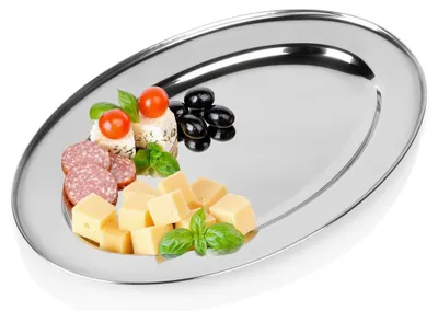 Obrázek produktu pro Vilde | Servírovací tác nerez oválný - 40x27 cm - Podnos na maso - Mísa na jídlo