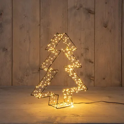 Produktbild von Metall 36 cmx7 cm 3D Baum Schwarz Mit 300Led Klassisch Warme Weihnachtsbeleuchtung - Annas collection