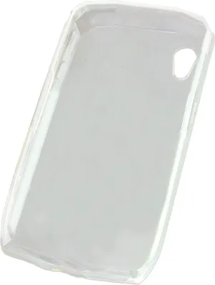 A clear, transparent phone case is shown against a white background.