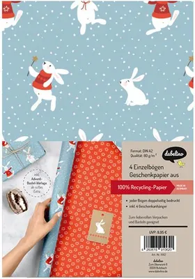 Immagine prodotto di Set di carta da regalo natalizia: Coniglietto delle nevi (per bambini)