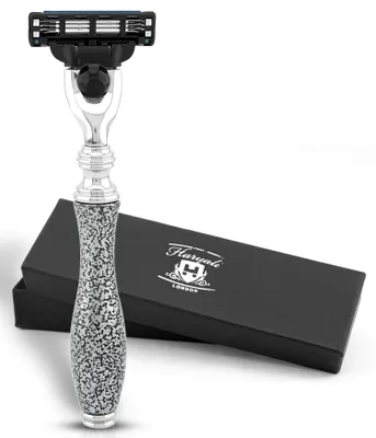 Produktbild von Nassrasierer Mach3 Rasierer für Männer, ergonomischer Herrenrasierer, Metallic-Grau Packung, Verstellbarer Rasierer mit hochwertigem Messing Silber