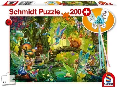 Image de Puzzle Fées dans la Forêt, Schmidt Spiele, 200 Pièces, Avec Baguette Magique, Puzzle Enfant 8+ Ans
