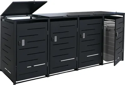 Obrázek produktu pro kryt na 4 popelnice HWC-E83b, kryt na popelnici, 117x265x80cm, antracit, ocel 90kg
