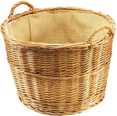 Produktbild von Kobolo Kaminholzkorb geflochten rund gekochte Weide und Leinen - Holzkorb Universalkorb Kaminkorb Weidenkorb Holzkorb Feuerkorb Brennholzkorb Körbe