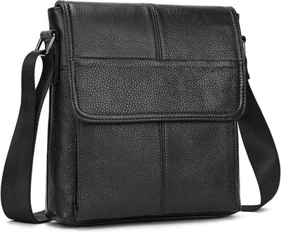Produktbild von Kleine Leder Schultertasche für Männer, Vintage Crossbody Tasche für Arbeit, Reisen und Freizeit, schwarz