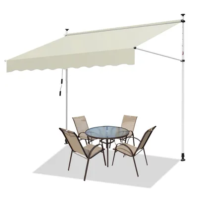 Produktbild von Jopassy Markise Klemmmarkise Höhenverstellbare Balkonmarkise Sonnenschutz Markise ohne Bohren für Terrasse Balkon 400cm Beige