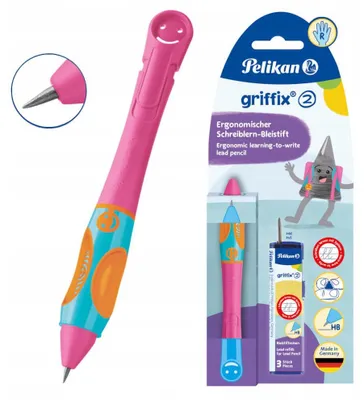 Produktbild von Pelikan griffix® Bleistift für Rechtshänder, Lovely Pink, Pink, Kunststoff, Dunkles Grau, HB, 1 Stück(e), Deutschland