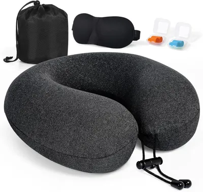 Produktbild von Reisekissen, Memory Foam, schwarz, 360 Grad Unterstützung, für Flugzeug