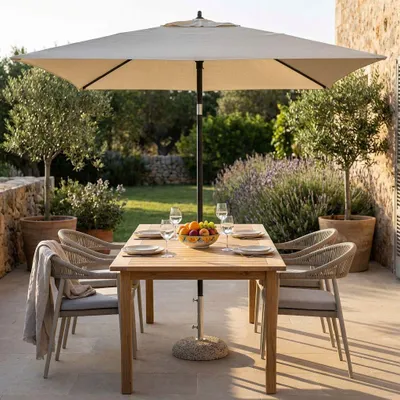Immagine prodotto di Milani Home - ombrellone da giardino 2 x 3 m palo centrale in alluminio, telo poliestere antracite ecrù, per terrazzo, piscina, bar e ristorante