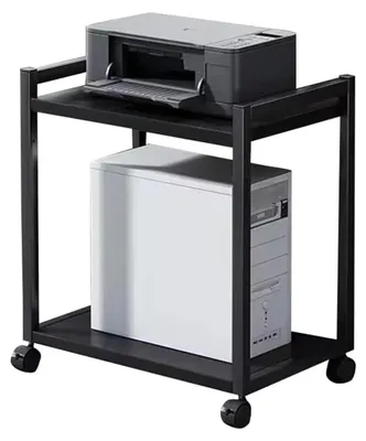 Produktbild von PC-Tower-Ständer - Gehäuse-Halterung - 2 Ebenen - Unter dem Schreibtisch - 360° drehbare Rollen - Höhenverstellbar - Metallrahmen