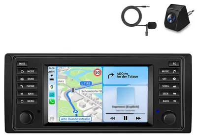 Immagine prodotto di Autoradio con microfono e videocamera per BMW Serie 5 E39 X5 E53 Serie 7 E38 Wireless CarPlay Android Auto WiFi GPS Navi RDS DSP DAB+ 7 pollici 2+64 GB Bluetooth