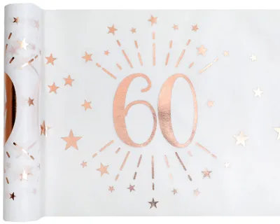 Produktbild von 60. Geburtstag roségold Tischläufer 5 m x 30 cm Zahl 60