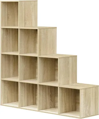Produktbild von Bücherregal mit 10 Fächern, Würfelregal | Helle Eiche | 120x30x120cm