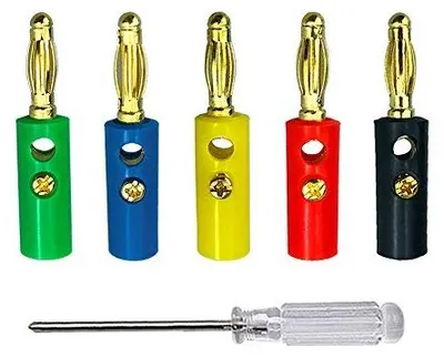 Zdjęcie produktu dla Wtyk bananowy 4 mm pozłacany adapter głośnika audio 50 szt.