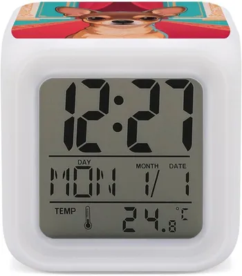 Productafbeelding van Digitale Wekker - LED Klok - Wakker Worden - 7 Kleuren Veranderend - 7.9 cm - Wit