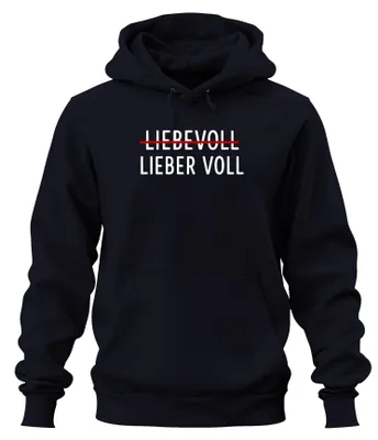 Produktbild von LIEBEVOLL durchgestrichen LIEBER VOLL Bier Party Lustig Hoodie Kapuzenpullover, Navy, S
