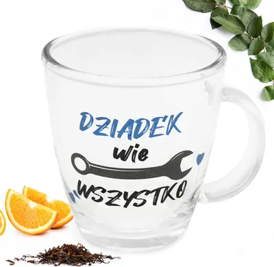 Zdjęcie produktu dla Kubek Szklany 390ml dla Dziadka Kubeczek Szklanka na Dzień Dziadka Prezent