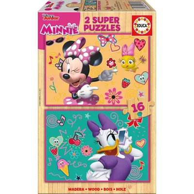 Obrázok produktu pre Educa Borras - Puzzle drewniane Disney Minnie i Szczęśliwe Pomocnice 2x16 elementów