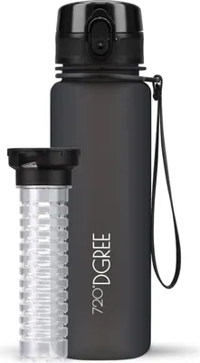 Image de Gourde uberBottle softTouch avec compartiment à fruits, 500 ml / Noir onyx / 720DGREE