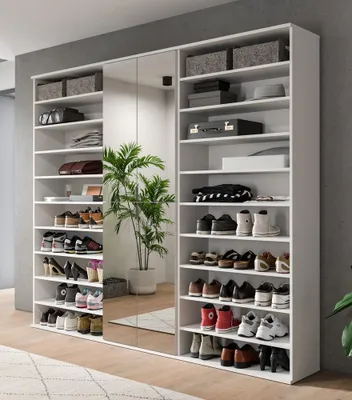 Produktbild von Garderoben Set Projekt X | mit Schuhregal | weiß Hochglanz | 3-teilig