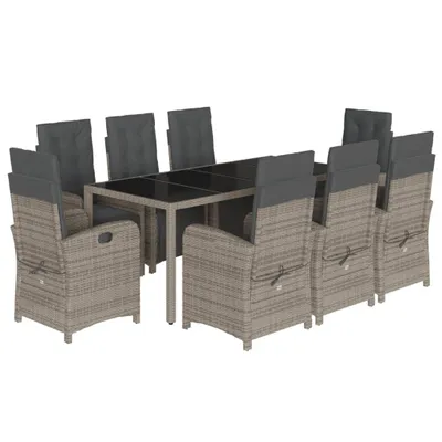 Productafbeelding van vidaXL 9-delige tuinset met kussens, grijs, polyrotan