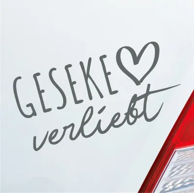 Produktbild von Auto Aufkleber Geseke verliebt Herz Stadt Heimat Liebe Car 19x9 cm Grau Sticker Heckscheibenaufkleber