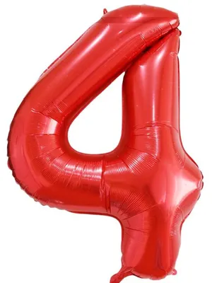 Zahl 4 Folieballon Rot 100 cm Geburtstagsdeko