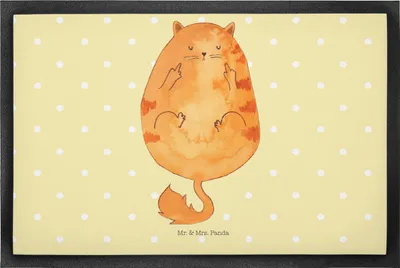 Produktbild von Mr. & Mrs. Panda Fussmatte Katze Frühaufsteher 50 x 75 cm - Gelb Pastell - Geschenk, Fußabstreifer, Türvorleger, Mittelfinger, fußmatte, Tiger, Kaffee, Katzen, Gummimatte