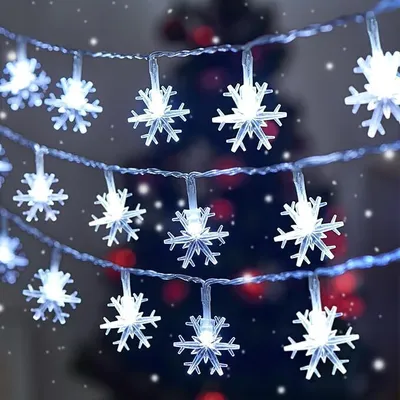 Produktbild von 6m 40LED Schneeflocke Lichterkette Batteriebetrieben Weihnachtslichter Party Dekorative Lichterketten, Weiß
