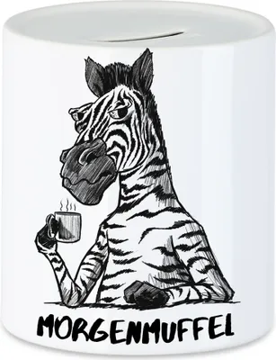 Produktbild von Morgenmuffel Spardose  Kein Morgenmensch Erstmal Kaffee Büro Kollegen Zebra Geschenk