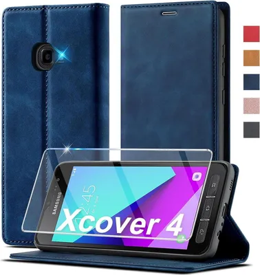 Image de Housse de téléphone portable Samsung Galaxy Xcover 4 4s cuir Flip Wallet antichoc bleu