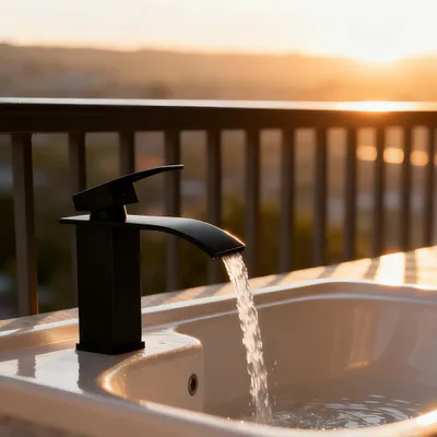 Produktbild von YZNAHRE Wasserhahn Küche Edelstahl Küchenarmatur mit Einhebelmischer Wasserfall Waschtischarmatur Spülenarmatur Keramikkartusche Armatur Küche Küchenamatur, Schwarz