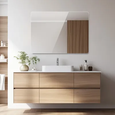 Produktbild von okwish Quadratischer Badspiegel Rahmenloses Design,Moderner Stil, Wandspiegel Für Badezimmer oder Schlafzimmer,Silber