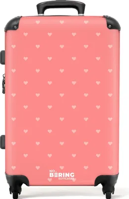 Produktbild von NoBoringSuitcases.com® Großer Koffer - Rosa Herzen - Kombinationsschloss TSA - Hartschalen Trolley 4 Rollen - 72 liter - Reisekoffer - 66 cmKoffer Mittelgroß 67x43x25 cm, 72L,